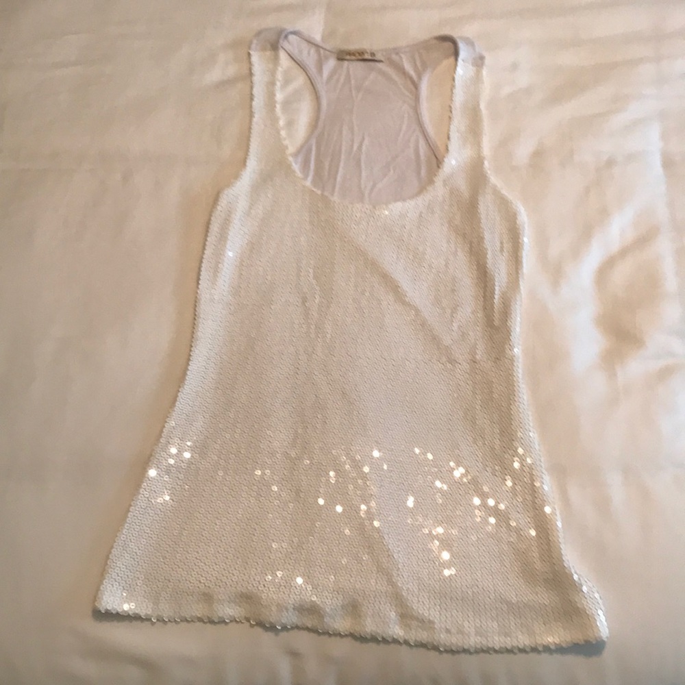 Arden B womens white sequin tank top